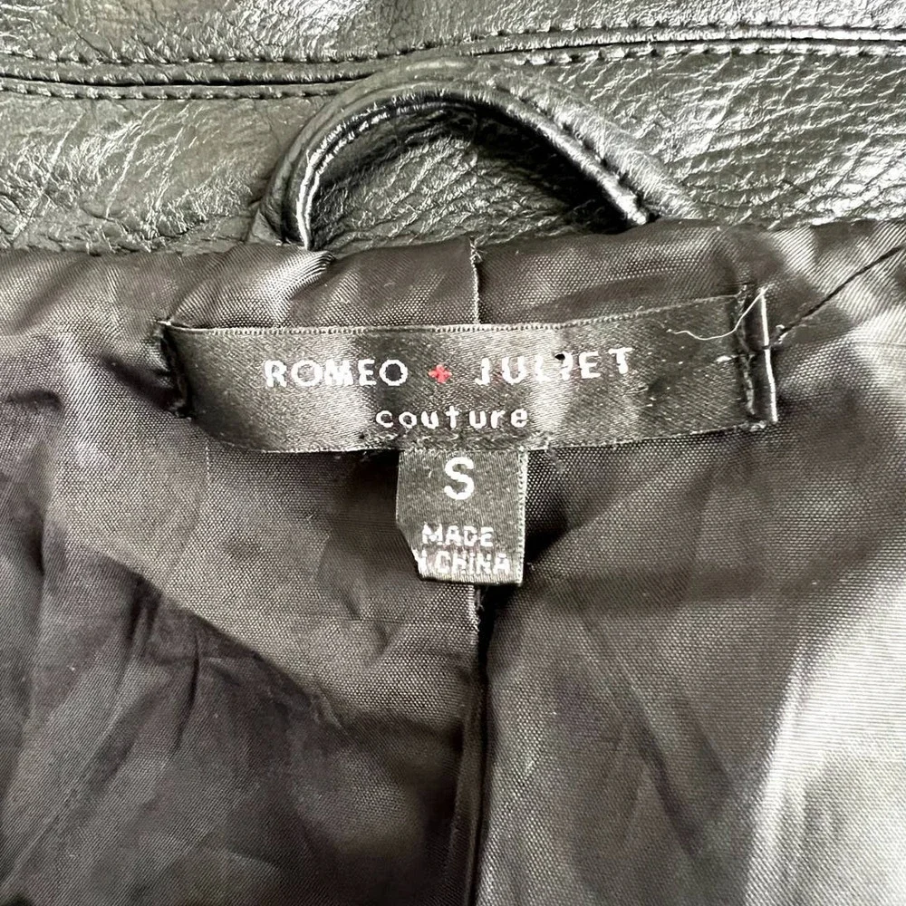 Romeo & Juliet Vegan Leather Moto Jacket Black Size Small - Picture 5 of 13